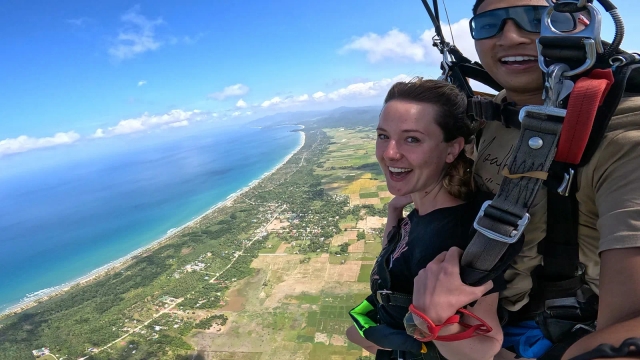 Tandem skydiving over Long Beach, San Vicente, Palawan